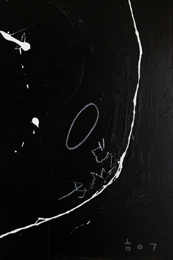 Black & White Original Abstract Mixed Media Painting, Modern Canvas Wall Art Reflecting Subtle Serenity | The night scene (32"x40")