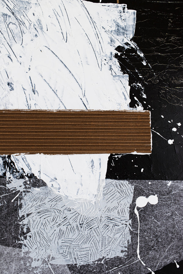 Black & White Original Abstract Mixed Media Painting, Modern Canvas Wall Art Reflecting Subtle Serenity | The night scene (32"x40")