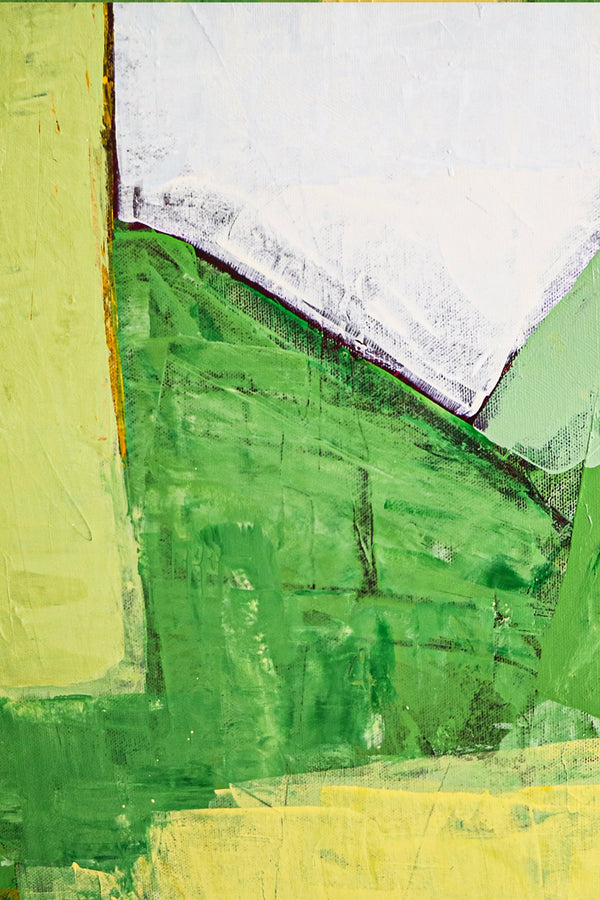 Original Green Abstract Acrylic Painting, Large Landscape Canvas Art in Vibrant Green | The thoughts of memory