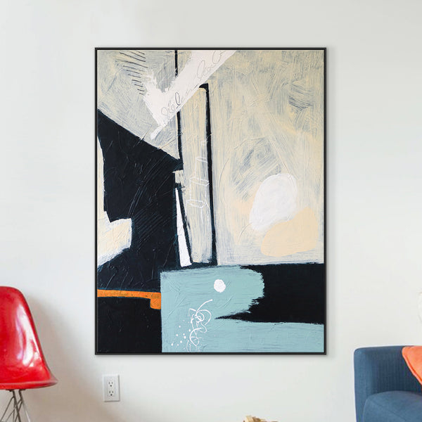 Modern Abstract Original Acrylic Painting, Minimalist Canvas Wall Art of Gap Spaces | Through space (Vertical Ver.)