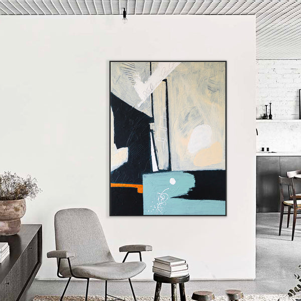 Modern Abstract Original Acrylic Painting, Minimalist Canvas Wall Art of Gap Spaces | Through space (Vertical Ver.)