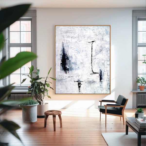 Abstract Painting – Original Wall Art – Large Oil & Acrylic Painting on Canvas – Modern Minimalist Contemporary Canvas Art – “Trace”