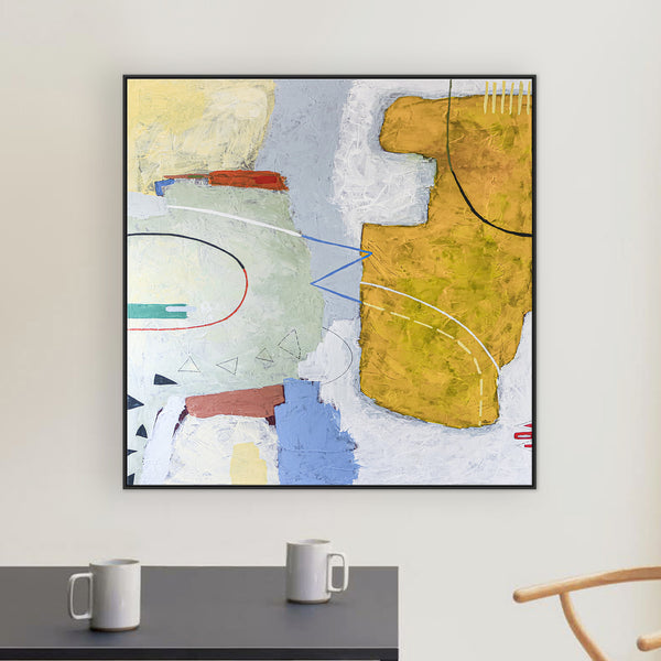 Original Abstract Painting, Modern Canvas Wall Art of Pastel Journey Away from Reality | Travelogues (Square Ver.)