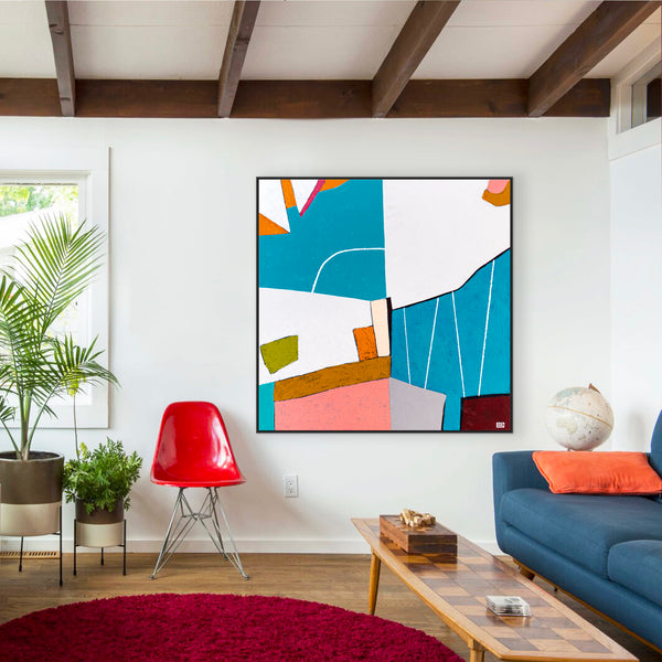 Colorful Large Original Abstract Painting in Acrylic, Playful and Bright Large Modern Canvas Wall Art | Ubalanse