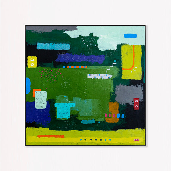 Moody Green Large Abstract Wall Art — Original Oil Painting, Textured Canvas — "Umbra Viridis"
