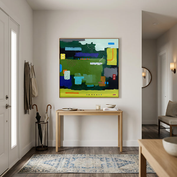 Moody Green Large Abstract Wall Art — Original Oil Painting, Textured Canvas — "Umbra Viridis"