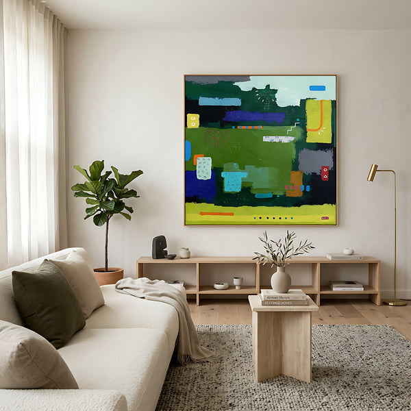 Moody Green Large Abstract Wall Art — Original Oil Painting, Textured Canvas — "Umbra Viridis"
