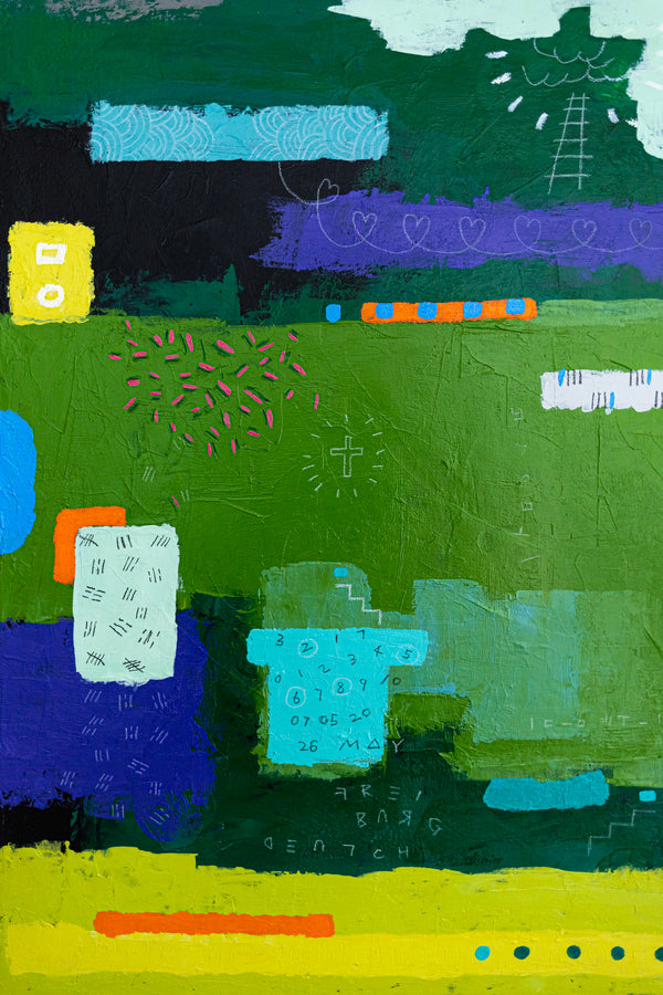 Moody Green Large Abstract Wall Art — Original Oil Painting, Textured Canvas — "Umbra Viridis"