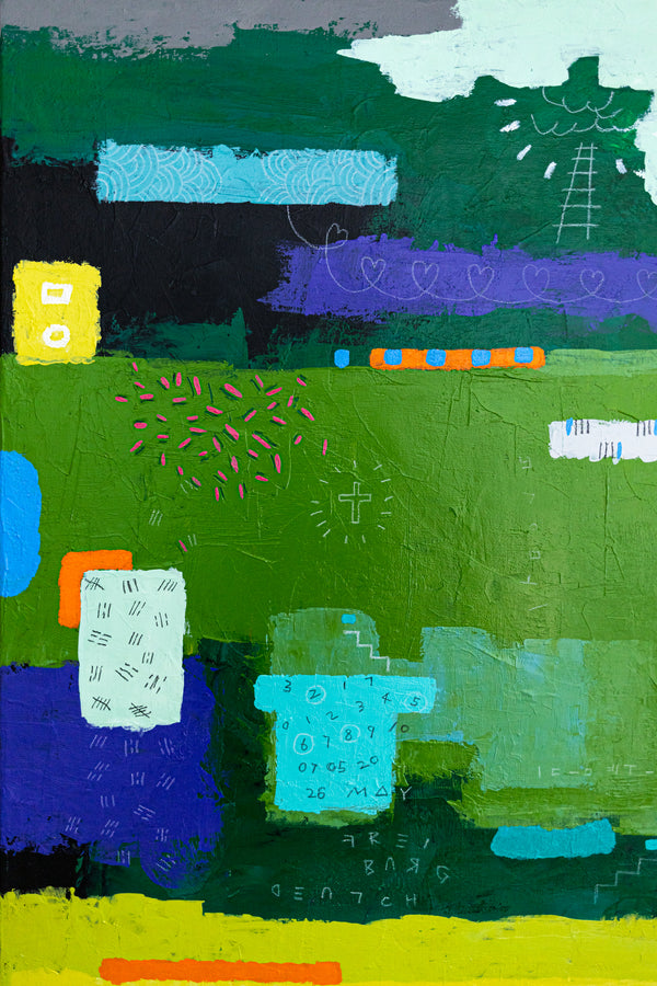 Moody Green Large Abstract Wall Art — Original Oil Painting, Textured Canvas — "Umbra Viridis" (20"x20" | 51x51cm)