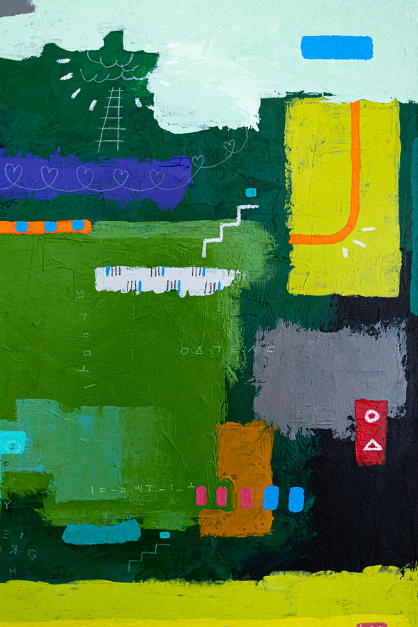 Moody Green Large Abstract Wall Art — Original Oil Painting, Textured Canvas — "Umbra Viridis"
