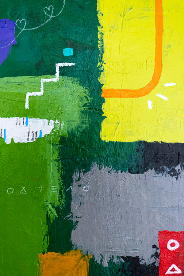 Moody Green Large Abstract Wall Art — Original Oil Painting, Textured Canvas — "Umbra Viridis" (20"x20" | 51x51cm)