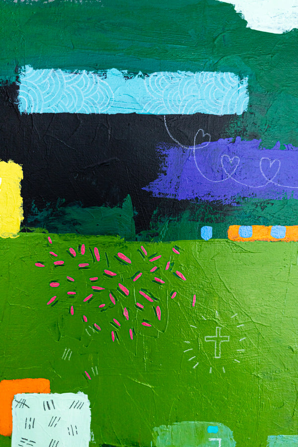 Moody Green Large Abstract Wall Art — Original Oil Painting, Textured Canvas — "Umbra Viridis" (20"x20" | 51x51cm)