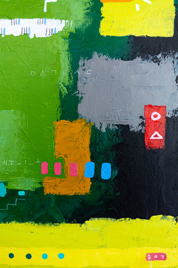 Moody Green Large Abstract Wall Art — Original Oil Painting, Textured Canvas — "Umbra Viridis" (20"x20" | 51x51cm)