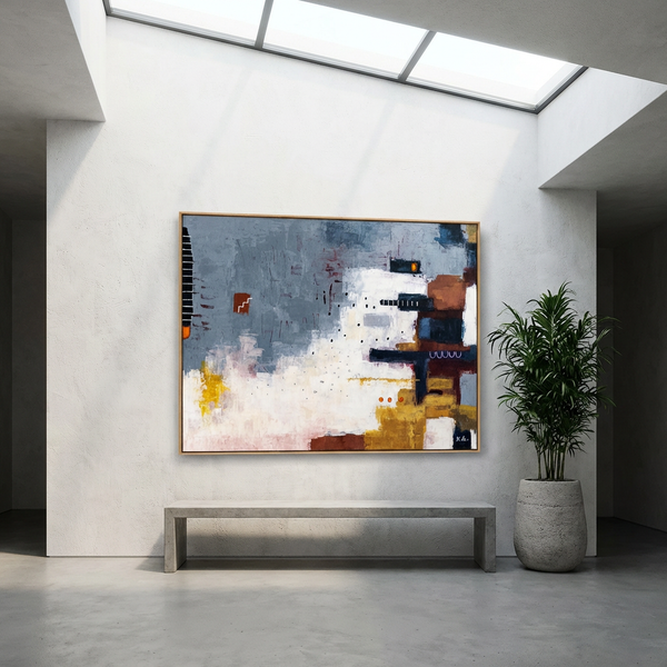 Large Abstract Minimalist Painting – Original Oil & Acrylic on Canvas – Warm Contemporary Wall Art – “Vacuitas Calida”