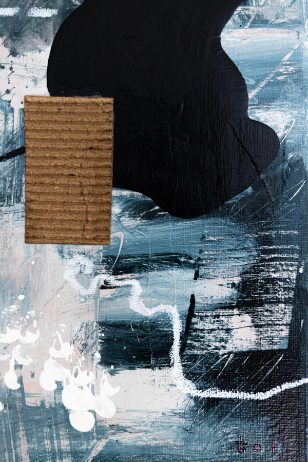 Abstract Painting - Original Wall Art – Oil & Acrylic on Canvas – Modern Blue Contemporary Abstract Wall Art – Vagus I (16"x16" | 40x40cm)
