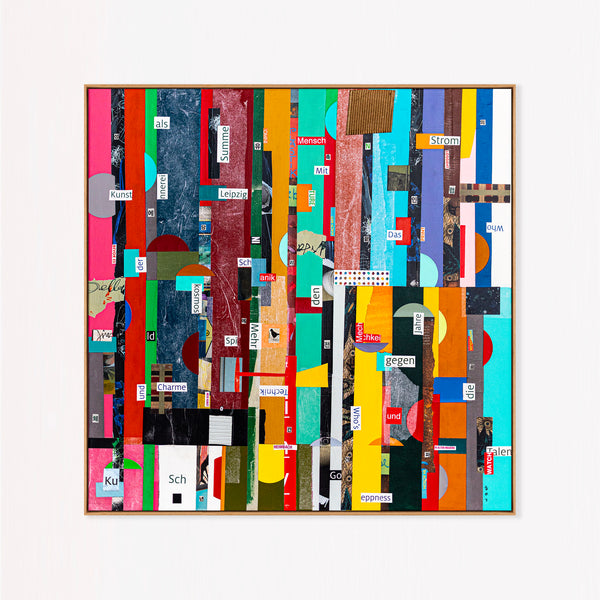 Geometric Collage Painting – Original Abstract Canvas Wall Art – Verba Colores (30"x30")