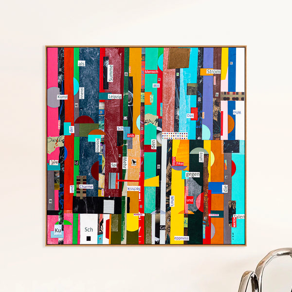 Geometric Collage Painting – Original Abstract Canvas Wall Art – Verba Colores (30"x30")