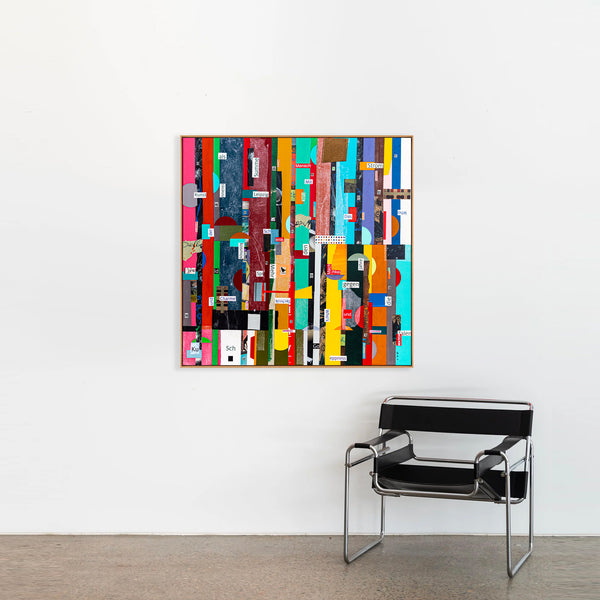 Geometric Collage Painting – Original Abstract Canvas Wall Art – Verba Colores (30"x30")