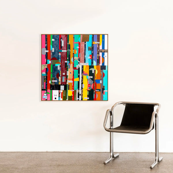 Geometric Collage Painting – Original Abstract Canvas Wall Art – Verba Colores (30"x30")