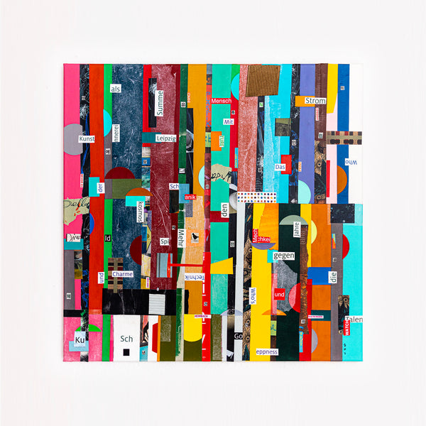 Geometric Collage Painting – Original Abstract Canvas Wall Art – Verba Colores (30"x30")