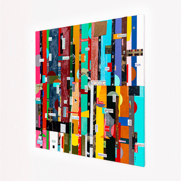 Geometric Collage Painting – Original Abstract Canvas Wall Art – Verba Colores (30"x30")