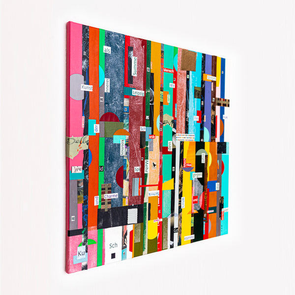 Geometric Collage Painting – Original Abstract Canvas Wall Art – Verba Colores (30"x30")