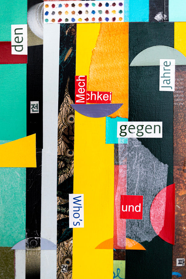 Geometric Collage Painting – Original Abstract Canvas Wall Art – Verba Colores (30"x30")