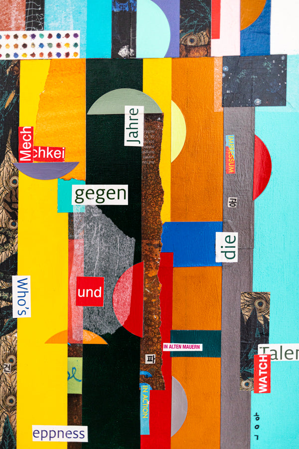 Geometric Collage Painting – Original Abstract Canvas Wall Art – Verba Colores (30"x30")