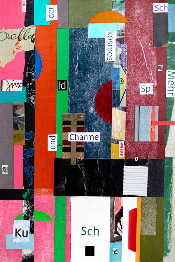 Geometric Collage Painting – Original Abstract Canvas Wall Art – Verba Colores (30"x30")