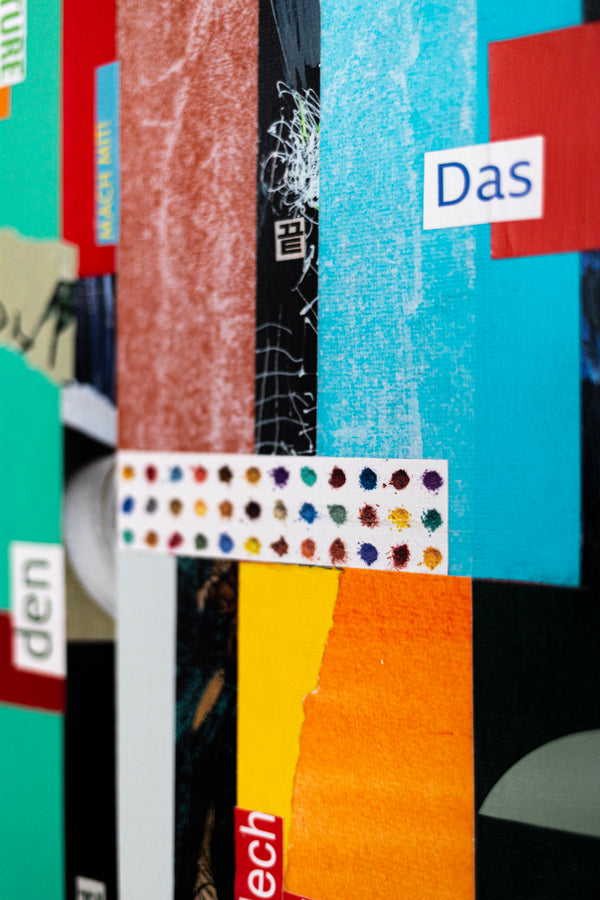 Geometric Collage Painting – Original Abstract Canvas Wall Art – Verba Colores (30"x30")
