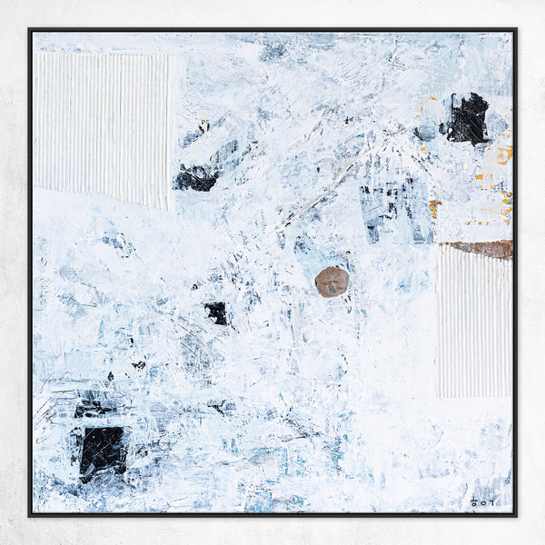 Journey to Truth in Black & White Original Abstract Painting, Modern Canvas Wall Art in Mixed Media Artwork | Verus (40"x40")