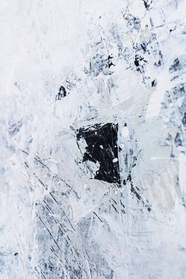 Journey to Truth in Black & White Original Abstract Painting, Modern Canvas Wall Art in Mixed Media Artwork | Verus (40"x40")