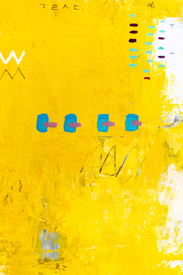 Vibrant Yellow Bold Abstract Wall Art — Modern Original Oil Painting, Textured Canvas — "Vestigia Calida I" (20"x20" | 51x51cm)