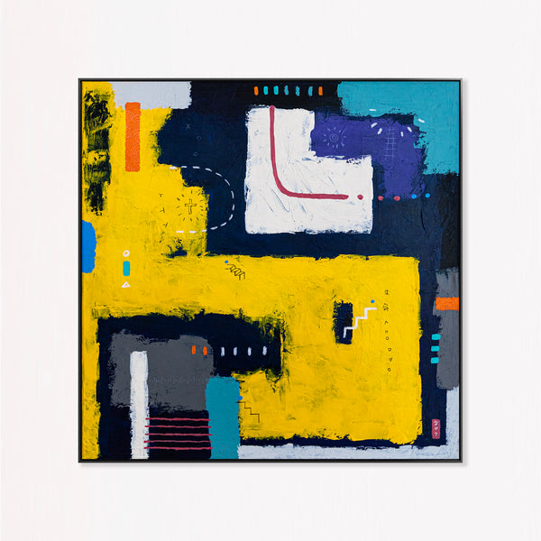 Moody Navy Abstract Wall Art — Large Original Oil Painting, Textured Canvas — "Vigil"