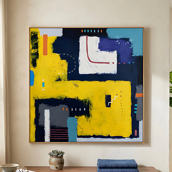 Moody Navy Abstract Wall Art — Large Original Oil Painting, Textured Canvas — "Vigil"