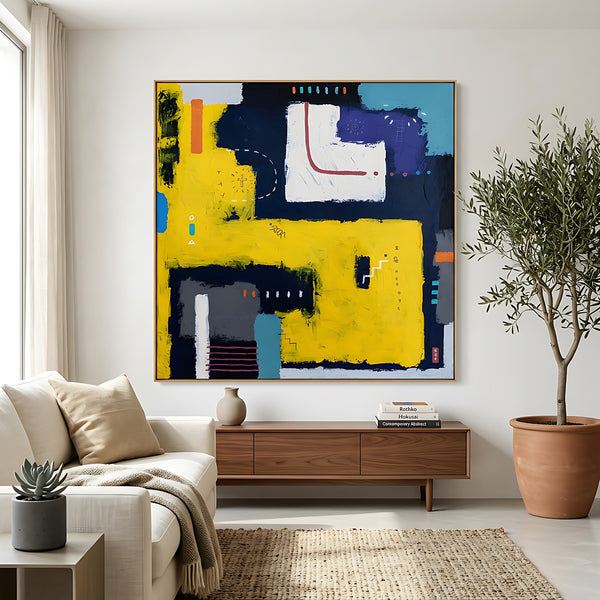 Moody Navy Abstract Wall Art — Large Original Oil Painting, Textured Canvas — "Vigil"