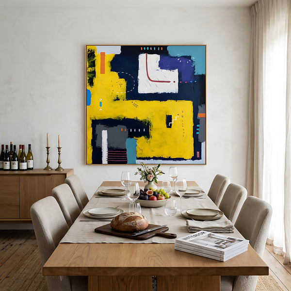 Moody Navy Abstract Wall Art — Large Original Oil Painting, Textured Canvas — "Vigil"
