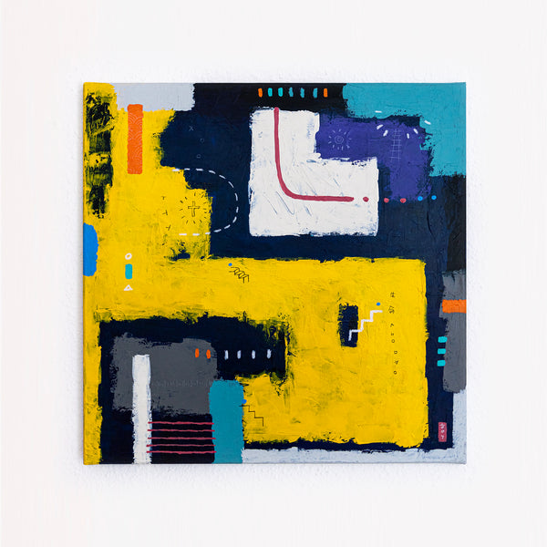 Moody Navy Abstract Wall Art — Large Original Oil Painting, Textured Canvas — "Vigil"