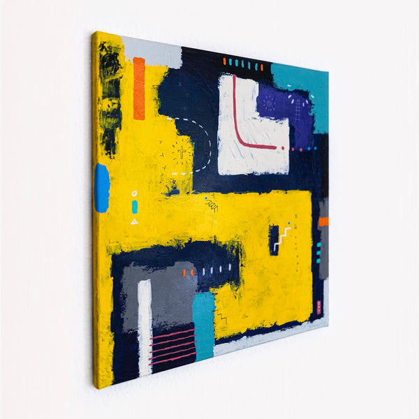 Moody Navy Abstract Wall Art — Large Original Oil Painting, Textured Canvas — "Vigil" (20"x20" | 51x51cm)
