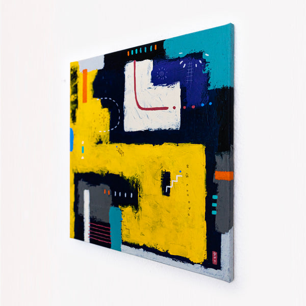 Moody Navy Abstract Wall Art — Large Original Oil Painting, Textured Canvas — "Vigil" (20"x20" | 51x51cm)