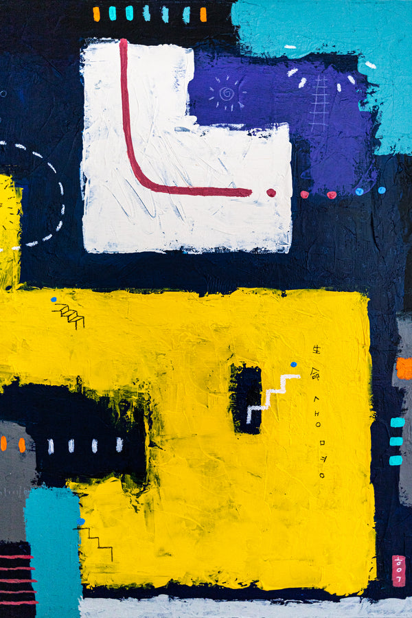 Moody Navy Abstract Wall Art — Large Original Oil Painting, Textured Canvas — "Vigil"