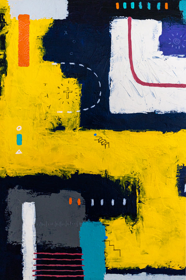 Moody Navy Abstract Wall Art — Large Original Oil Painting, Textured Canvas — "Vigil" (20"x20" | 51x51cm)