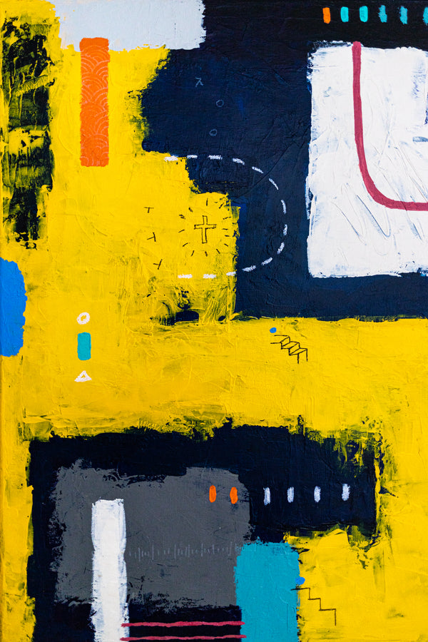 Moody Navy Abstract Wall Art — Large Original Oil Painting, Textured Canvas — "Vigil"