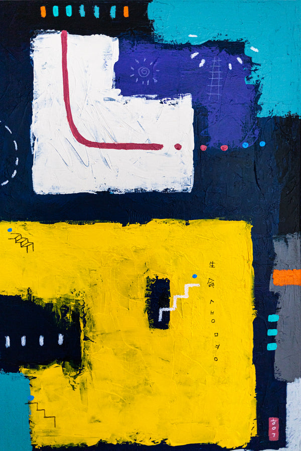 Moody Navy Abstract Wall Art — Large Original Oil Painting, Textured Canvas — "Vigil" (20"x20" | 51x51cm)