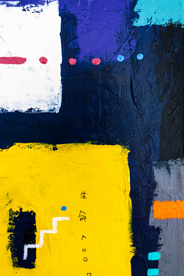 Moody Navy Abstract Wall Art — Large Original Oil Painting, Textured Canvas — "Vigil" (20"x20" | 51x51cm)