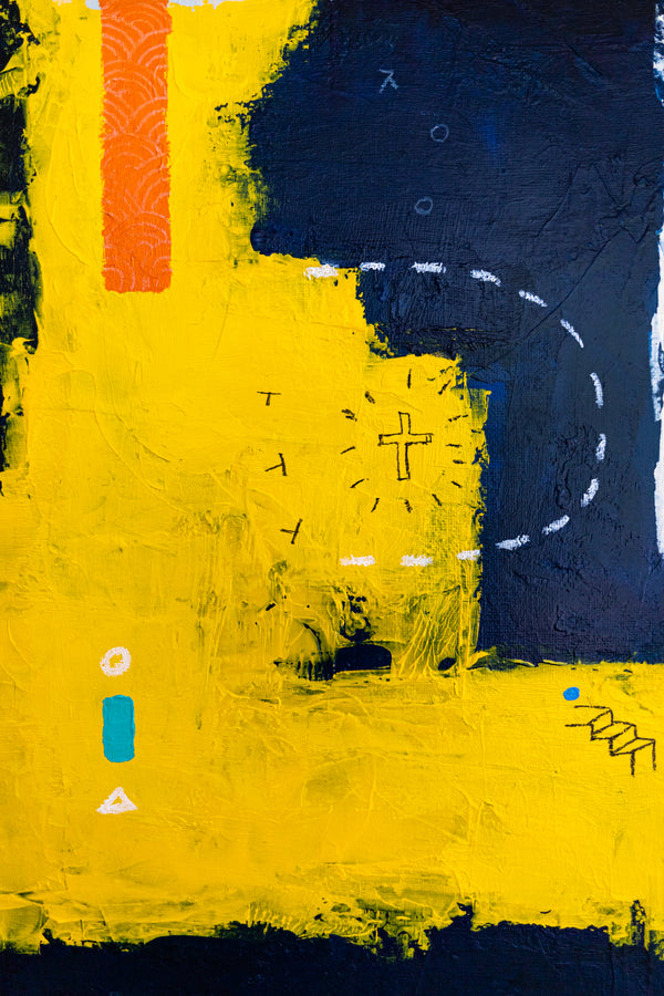 Moody Navy Abstract Wall Art — Large Original Oil Painting, Textured Canvas — "Vigil" (20"x20" | 51x51cm)