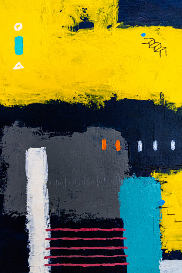 Moody Navy Abstract Wall Art — Large Original Oil Painting, Textured Canvas — "Vigil" (20"x20" | 51x51cm)
