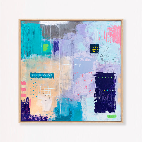 Abstract Painting - Original Wall Art – Oil & Acrylic on Canvas – Colorful Contemporary Modern Wall Art – Violae (20"x20" | 50x50cm)