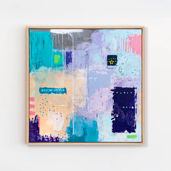 Abstract Painting - Original Wall Art – Oil & Acrylic on Canvas – Colorful Contemporary Modern Wall Art – Violae (20"x20" | 50x50cm)