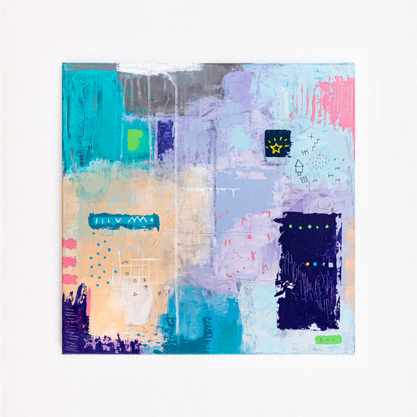 Abstract Painting - Original Wall Art – Oil & Acrylic on Canvas – Colorful Contemporary Modern Wall Art – Violae (20"x20" | 50x50cm)